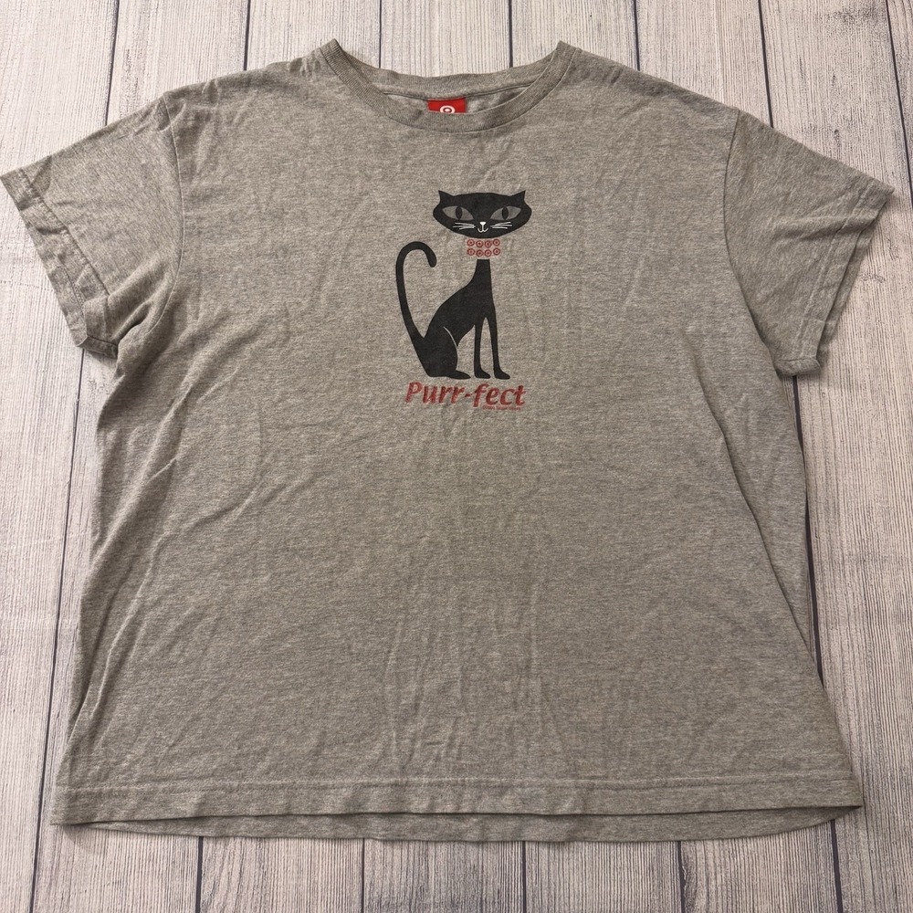 Vintage Target Purr-Fect Black Cat‎ Graphic T Shirt XL Made In USA Glitter Tee